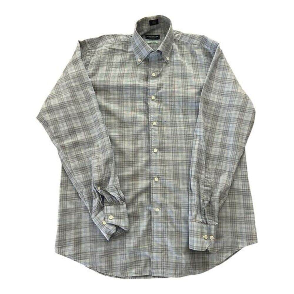 Peter Millar Shirt‎ Mens Medium Summer Chambray Blue Striped Button Up